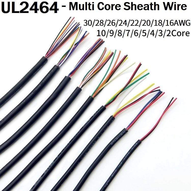 Planet Gates 2/5/10M Sheathed Wire Cable 28 26 24 22 20 18 16 AWG Copper Signal Cable 2 3 4 5 6 7 8 10 Core Soft Electronic Audio Wire UL2464