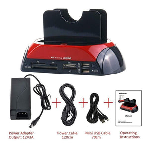 Planet Gates 2.5 3.5 Inch IDE SATA Hard Drive All in One Dual Slots USB 2.0 To SATA IDE HDD Docking Station Card Reader