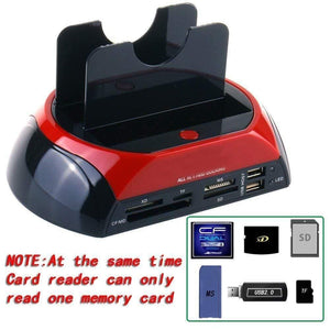 Planet Gates 2.5 3.5 Inch IDE SATA Hard Drive All in One Dual Slots USB 2.0 To SATA IDE HDD Docking Station Card Reader