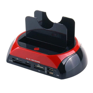 Planet Gates 2.5 3.5 Inch IDE SATA Hard Drive All in One Dual Slots USB 2.0 To SATA IDE HDD Docking Station Card Reader