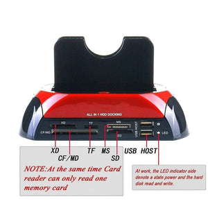 Planet Gates 2.5 3.5 Inch IDE SATA Hard Drive All in One Dual Slots USB 2.0 To SATA IDE HDD Docking Station Card Reader