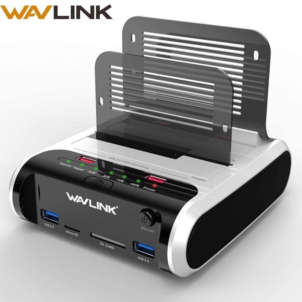 2.5 3.5 inch USB 3.0 to SATA Dual-Bay Hard Drive Docking Station w/ Offline Clone&UASP Card Reader for 2.5"&3.5" HDD SSD