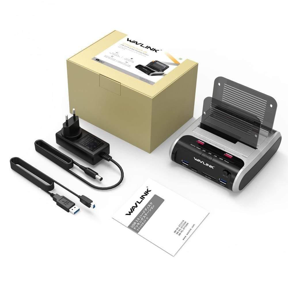 2.5 3.5 inch USB 3.0 to SATA Dual-Bay Hard Drive Docking Station w/ Offline Clone&UASP Card Reader for 2.5"&3.5" HDD SSD