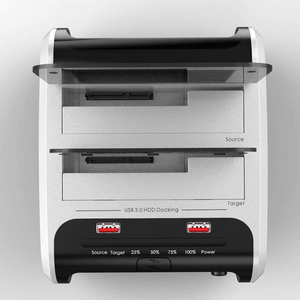 2.5 3.5 inch USB 3.0 to SATA Dual-Bay Hard Drive Docking Station w/ Offline Clone&UASP Card Reader for 2.5"&3.5" HDD SSD