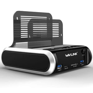 2.5 3.5 inch USB 3.0 to SATA Dual-Bay Hard Drive Docking Station w/ Offline Clone&UASP Card Reader for 2.5"&3.5" HDD SSD