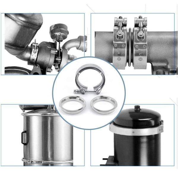 Planet Gates 2.5 Inch V Band Clamp Flange Kit V-Band V 2.5Inch Exhaust Pipe Hose Clamp Flange Clamp