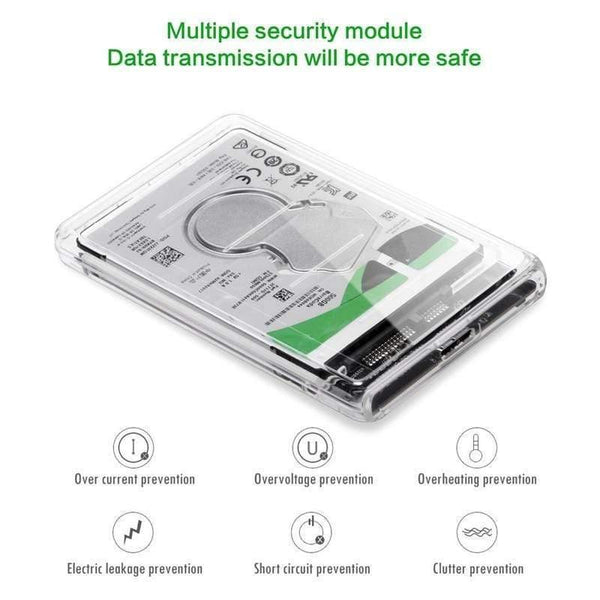 Planet Gates 2.5" USB 3.0 SATA Hd Box HDD Hard Disk Drive External HDD Enclosure Transparent Case Tool Free 5 Gbps Support 2TB UASP Protocol