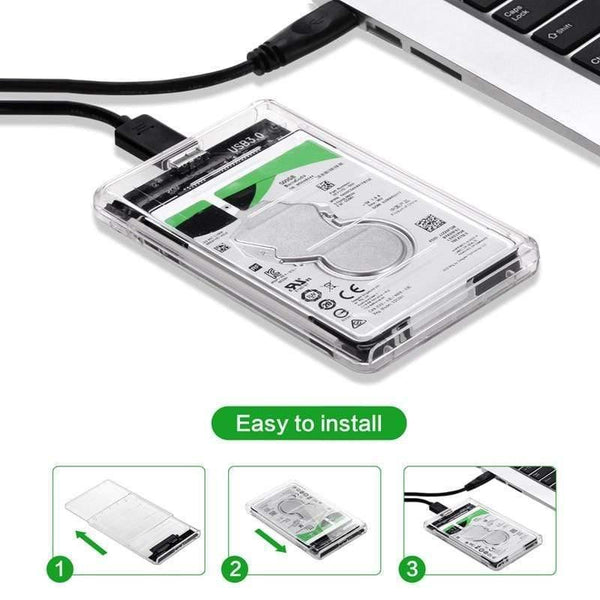 Planet Gates 2.5" USB 3.0 SATA Hd Box HDD Hard Disk Drive External HDD Enclosure Transparent Case Tool Free 5 Gbps Support 2TB UASP Protocol