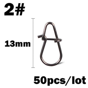 Planet Gates 2 50Pcs/Lot Stainless Steel Hook Fast Clip Lock Snap Swivel Fishing Solid Rings Safety Snaps Fishing Hook Connector Fishing Tackle