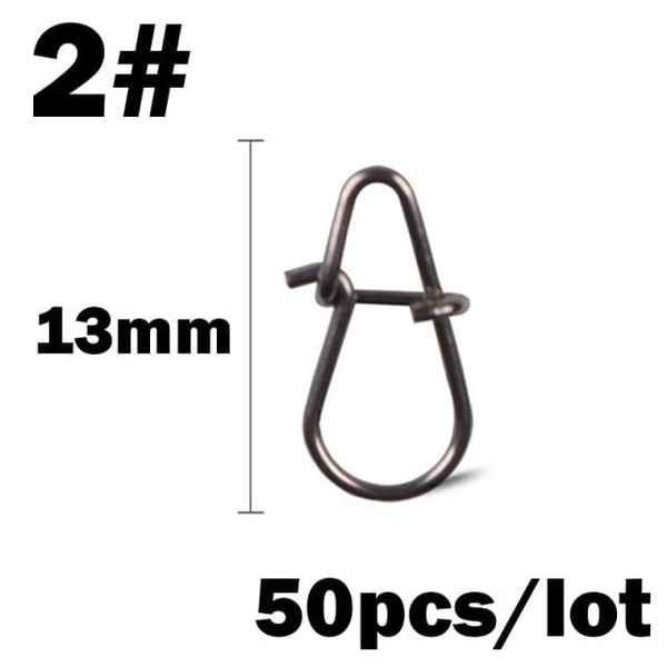 Planet Gates 2 50Pcs/Lot Stainless Steel Hook Fast Clip Lock Snap Swivel Fishing Solid Rings Safety Snaps Fishing Hook Connector Fishing Tackle