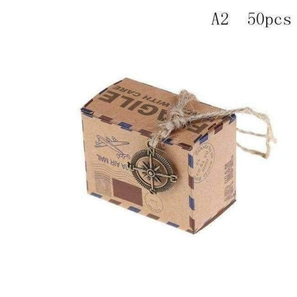 Planet Gates 2 50X New Vintage Candy Box New Stamp Design Chocolate Packaging Kraft Gift Box Wedding Favors and Gifts Bag Party Supplies