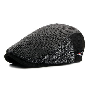 Planet Gates 2 / 55-60CM Hat Men Patchwork Wool Knitted Hat, Cabbie Flat Caps Men Solid Color Cabbie Boina Flat
