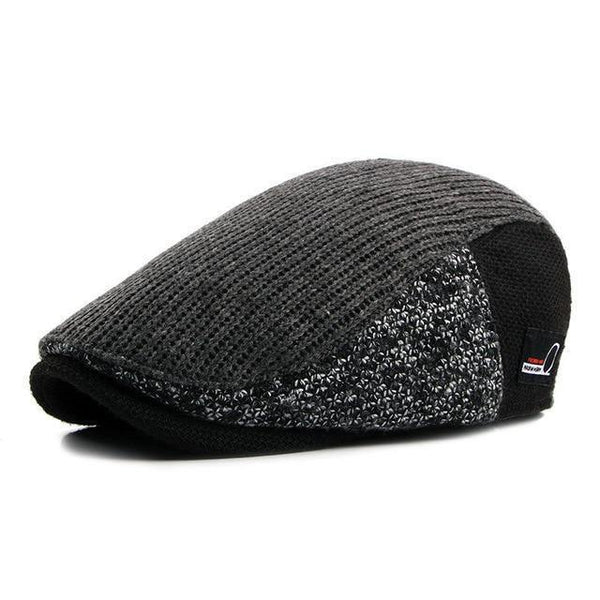 Planet Gates 2 / 55-60CM Hat Men Patchwork Wool Knitted Hat, Cabbie Flat Caps Men Solid Color Cabbie Boina Flat