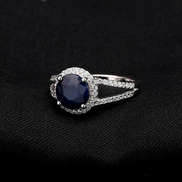 Planet Gates 2.58Ct Round Natural Blue Sapphire Gemstone Cocktail Rings 925 Sterling Silver Fine Jewelry