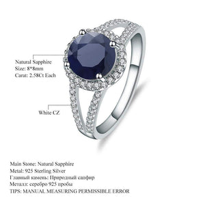 Planet Gates 2.58Ct Round Natural Blue Sapphire Gemstone Cocktail Rings 925 Sterling Silver Fine Jewelry