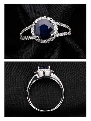 Planet Gates 2.58Ct Round Natural Blue Sapphire Gemstone Cocktail Rings 925 Sterling Silver Fine Jewelry