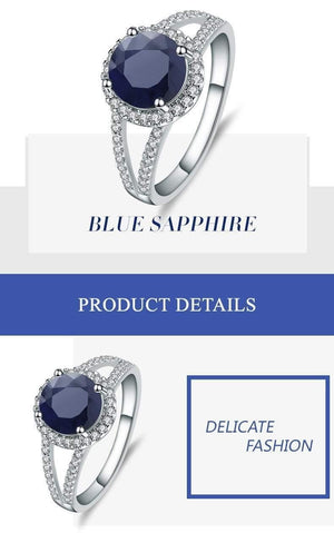Planet Gates 2.58Ct Round Natural Blue Sapphire Gemstone Cocktail Rings 925 Sterling Silver Fine Jewelry