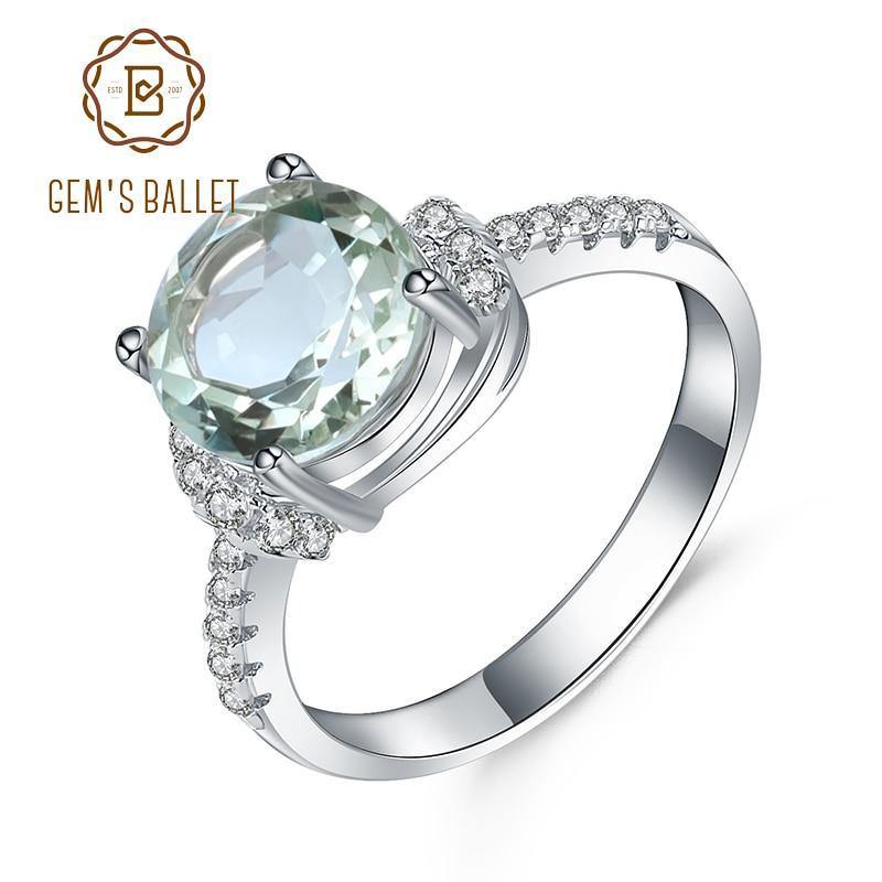 Planet Gates 2.73Ct Natural Green Amethyst Gemstone Ring Genuine 925 Sterling Silver Wedding Engagement For Women