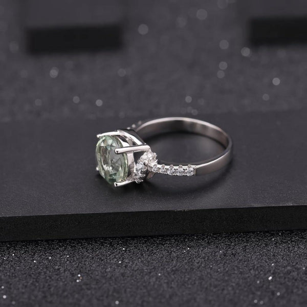 Planet Gates 2.73Ct Natural Green Amethyst Gemstone Ring Genuine 925 Sterling Silver Wedding Engagement For Women