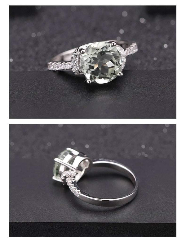Planet Gates 2.73Ct Natural Green Amethyst Gemstone Ring Genuine 925 Sterling Silver Wedding Engagement For Women