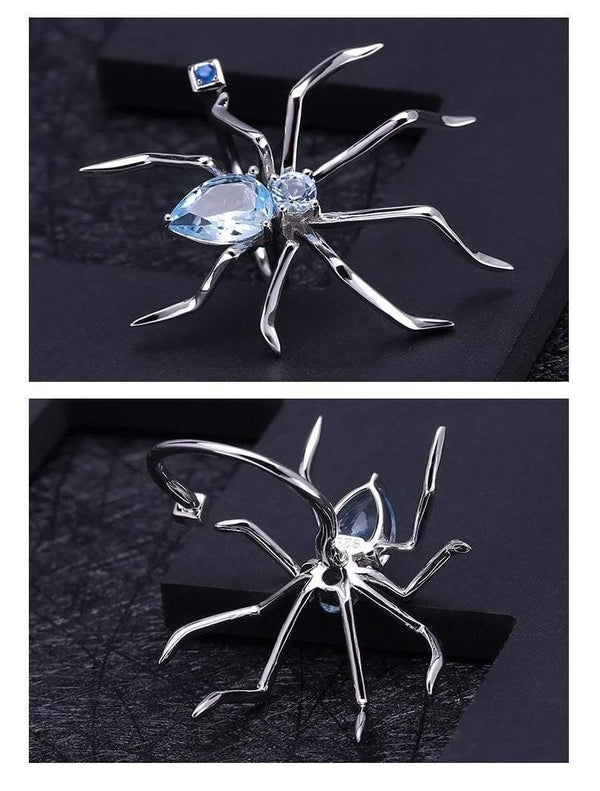 Planet Gates 2.74Ct Natural Sky Blue Topaz Open Ring 925 Sterling Sliver Vintage Gothic Punk Ring For Women Party Fine Jewelry