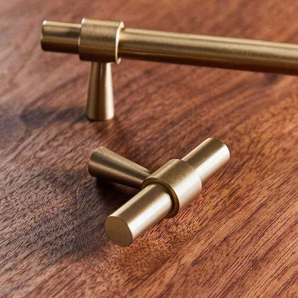 2"-9" Solid Brass Furniture Handles T-bar Light Luxury Fashion Gold Wardrobe Dresser Cupboard Cabinet Drawer Pulls