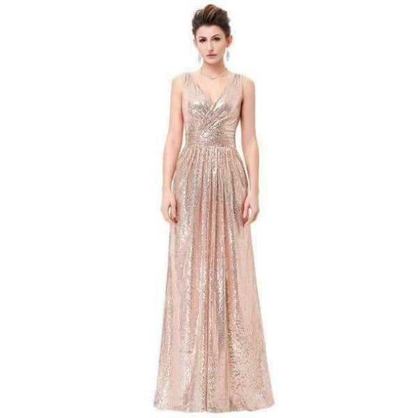 Planet Gates 2 as picture / 2 / China Gold Silver Long Sequin Evening Dress Pink Double V Neck Cheap Evening Gowns Sleeveless Prom Party Formal Dresses 0199