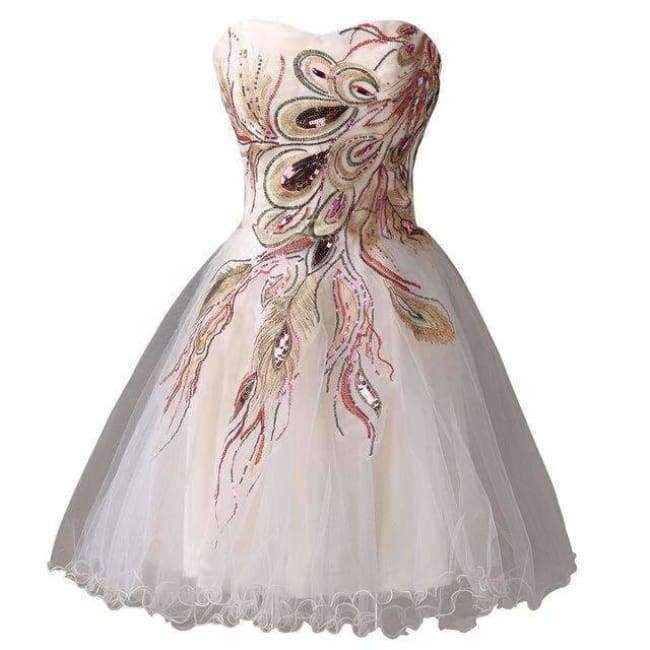 Planet Gates as picture / 2 Gowms Embroidery Peacock Cocktail Dress Black White Party Gown Short Cocktail Dresses Prom Dress 2017 C4975