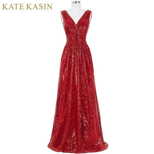Planet Gates 2 as picture / 6 / China Kate Kasin Long Bridesmaid Dresses Red Silver Pink Black Gold Sequins Wedding Party Dresses for Bridesmaids 2018 Prom Gown Green