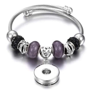 Planet Gates 2 Bracelets for 18mm Snaps Jewelry Elastic Silver Beaded Snap Bracelet Bangles Fit Snap Buttons Jewelry Charms Bracelet