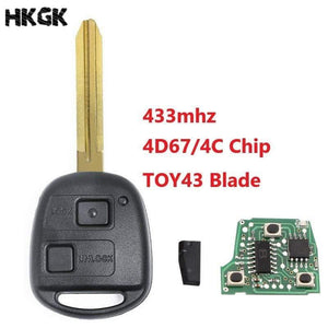 Planet Gates 2 Buttons 433Mhz Car Remote key For Toyota Avensis Kluger Prado120 Tarago RAV4 Replacement Remote Control Key 4D67/4C Chip
