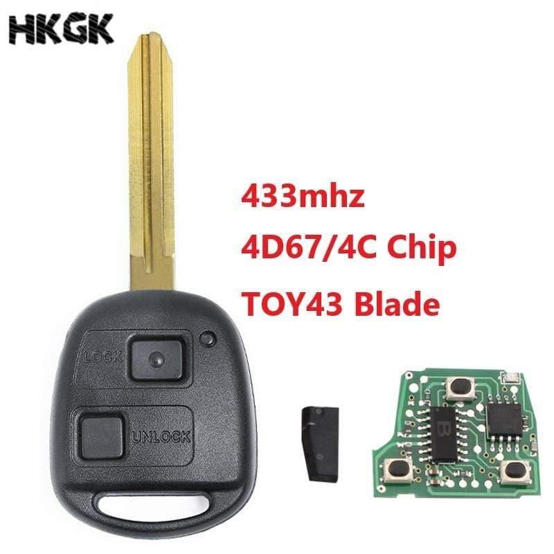 Planet Gates 2 Buttons 433Mhz Car Remote key For Toyota Avensis Kluger Prado120 Tarago RAV4 Replacement Remote Control Key 4D67/4C Chip