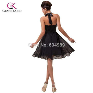 Planet Gates 2 Cocktail Dress 2018 Grace Karin Halter Beaded Black Party Dresses robe de Cocktail Chiffon Short coctail Dress 6018