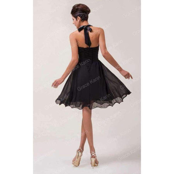 Planet Gates 2 Cocktail Dress 2018 Grace Karin Halter Beaded Black Party Dresses robe de Cocktail Chiffon Short coctail Dress 6018