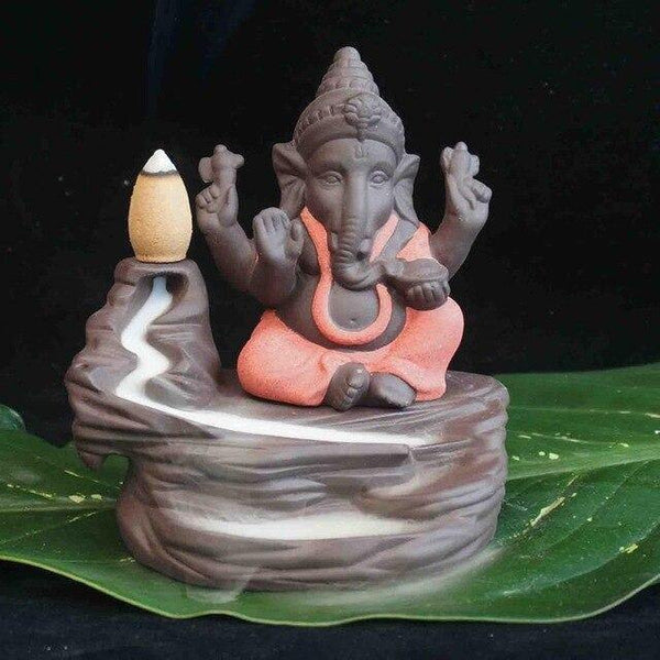 Creative environmental Home office Decor The Little Monk Censer India Lord Ganesha ack-flow Ceramic Incense Burner