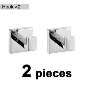 Planet Gates 2 Hook Stainless Steel Bathroom Hardware Set Mirror Chrome Polished Towel Rack Toilet Paper Holder Towel Bar Hook Bathroom Accessories