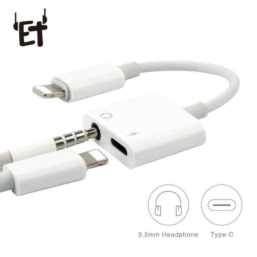 Planet Gates 2 in 1 Audio Charger Adapter Cable for iPhone 7 8 Plus 3.5mm Earphone Jack AUX + Charging Connector Mini Converter Connector