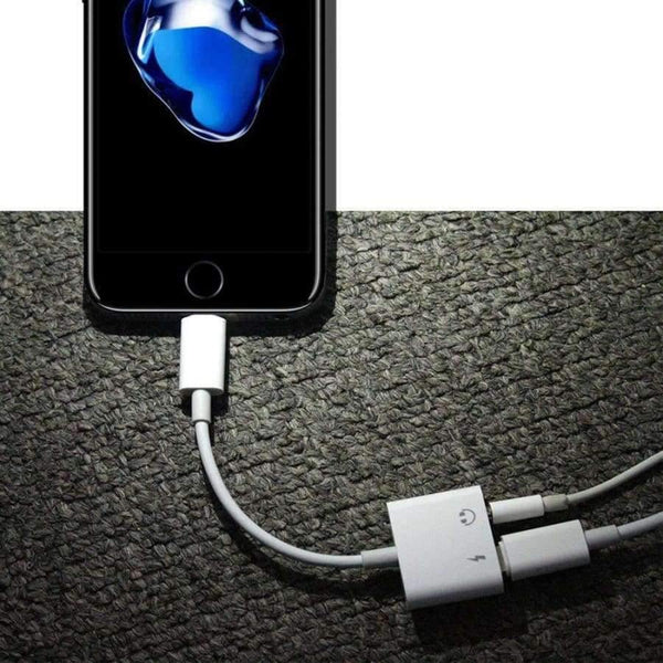 Planet Gates 2 in 1 Audio Charger Adapter Cable for iPhone 7 8 Plus 3.5mm Earphone Jack AUX + Charging Connector Mini Converter Connector