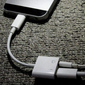Planet Gates 2 in 1 Audio Charger Adapter Cable for iPhone 7 8 Plus 3.5mm Earphone Jack AUX + Charging Connector Mini Converter Connector