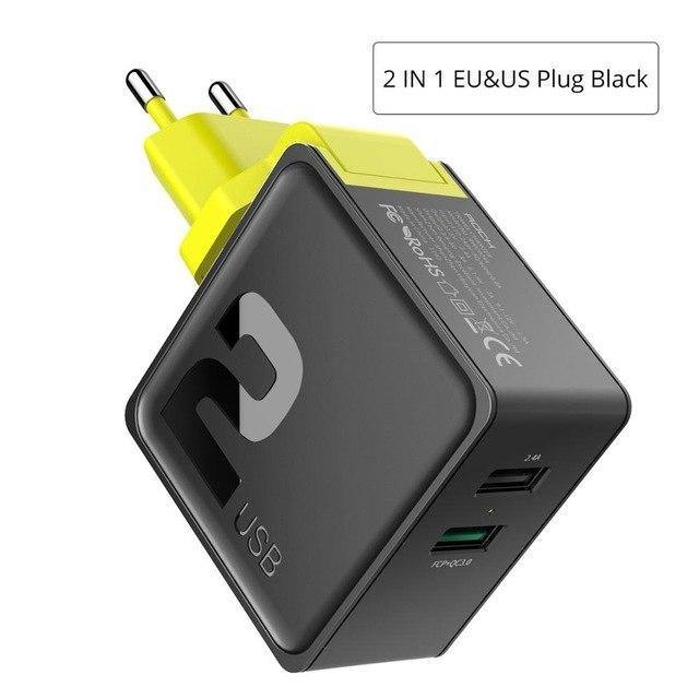 Planet Gates ROCK Dual USB QC 3.0 Charger For iphone 7 8 ipad Samsung S8 Huawei FCP 30W Universal EU US Plug Fast Charging Phone Wall Adapter