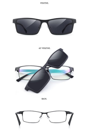 Planet Gates 2 In 1 Magnet Polarized Clip Glasses Frame Men Optical Myopia Clip Glasses For Men Eyeglasses Frame TR90 S2728