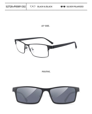 Planet Gates 2 In 1 Magnet Polarized Clip Glasses Frame Men Optical Myopia Clip Glasses For Men Eyeglasses Frame TR90 S2728
