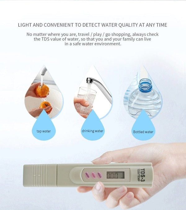 Planet Gates 2-in-1 PPM Water TDS Meter Tester Drinking Water Quality Analyzer Monitor Filter Rapid Test Aquarium Hydroponics Pools PPM TDS-3