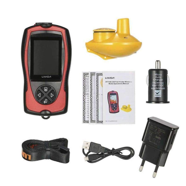 Planet Gates 2-in-1 Rechargeable Fish Finder 2.4inch LCD Wireless Sonar Transducer Depth Locator ICE Ocean Alarm Fishing Detector