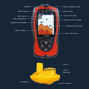 Planet Gates 2-in-1 Rechargeable Fish Finder 2.4inch LCD Wireless Sonar Transducer Depth Locator ICE Ocean Alarm Fishing Detector