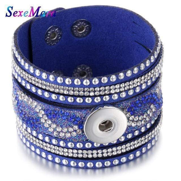Planet Gates 2 Jewelry Wide Multilayer Crystal Rivet Leather Snap Bracelet 18mm Snap Button Bracelet DIY Buttons Jewelry For Women