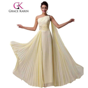 Planet Gates 2 Long Bridesmaid Dresses One Shoulder Ribbon Chiffon Dress With Ruffles Special Occasion Dress CL6066
