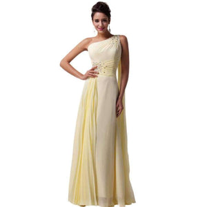Planet Gates 2 Long Bridesmaid Dresses One Shoulder Ribbon Chiffon Dress With Ruffles Special Occasion Dress CL6066
