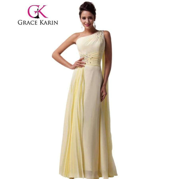 Planet Gates 2 Long Bridesmaid Dresses One Shoulder Ribbon Chiffon Dress With Ruffles Special Occasion Dress CL6066