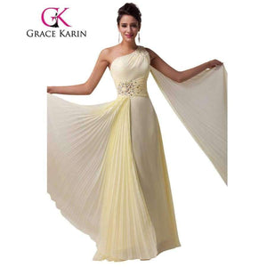 Long Bridesmaid Dresses One Shoulder Ribbon Chiffon Dress With Ruffles Special Occasion Dress CL6066